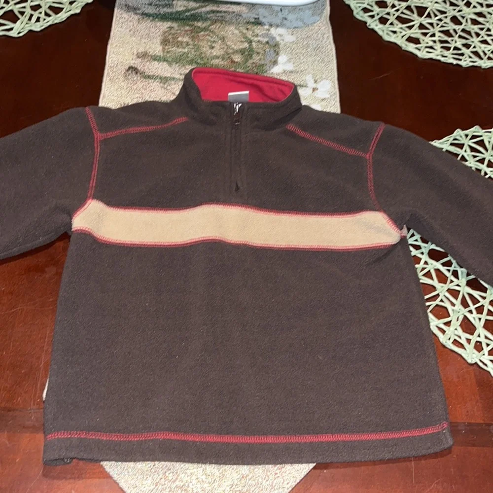 GYMBOREE LIGHT LAYER BROWN CHEST STRIPE CARDIGAN JACKET EUC sz 5